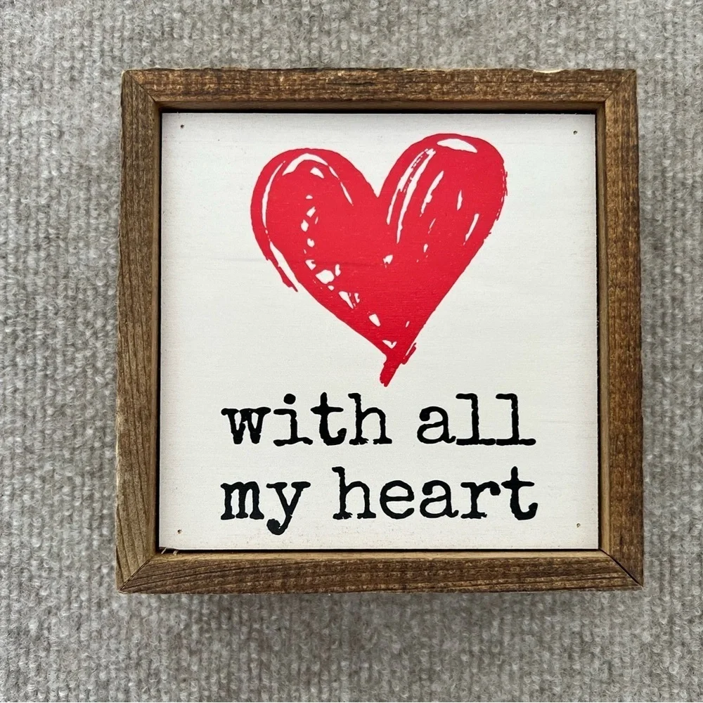New Red Heart Wall Decor with Wooden Frame